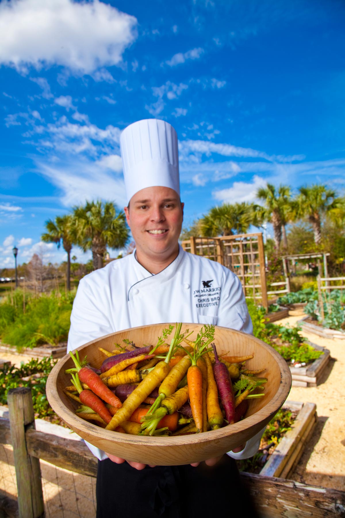 Chef & Restaurant Photography | J W Marriott Chef in Garden