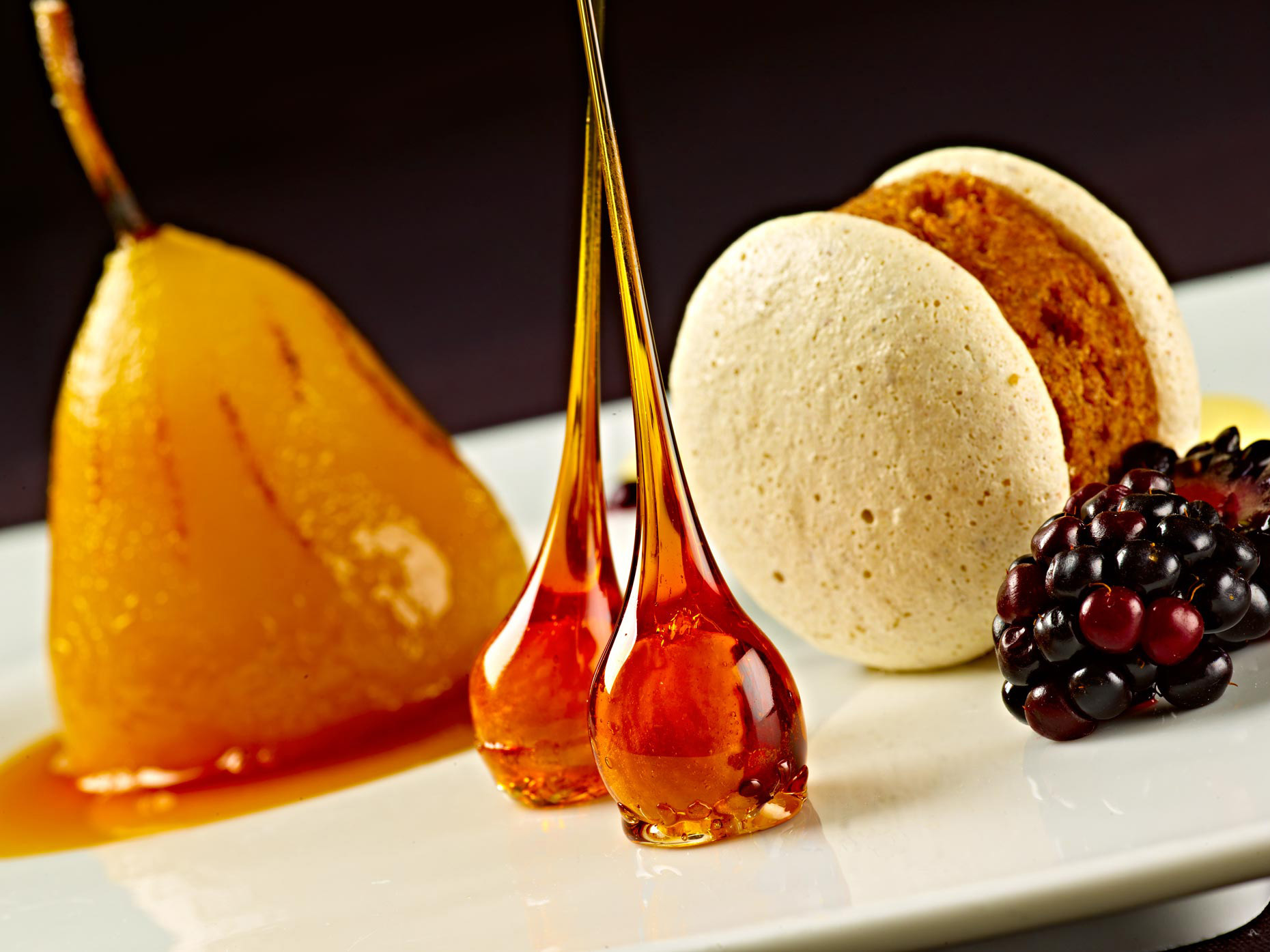 Dessert Photography | Poached Pear & Candied Hazlenuts | Desserttography
