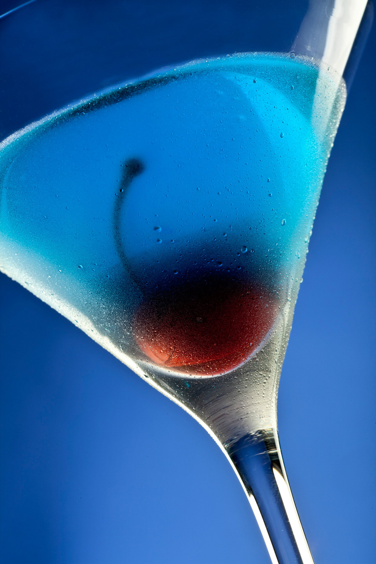 Beverage Photography | Blue Martini with cherry