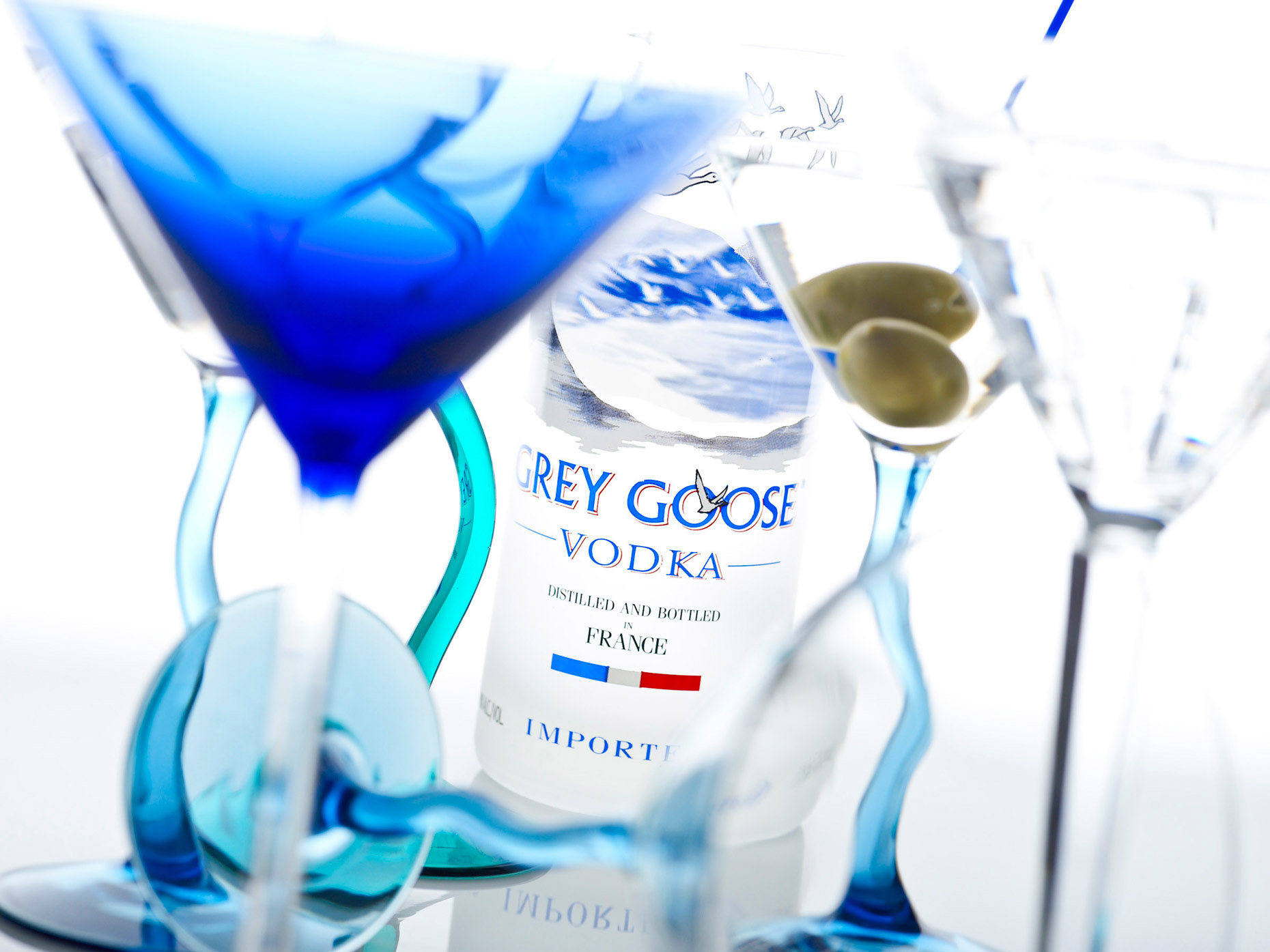 Beverage Photography | Greygoose Vodka ands Martini Glasses