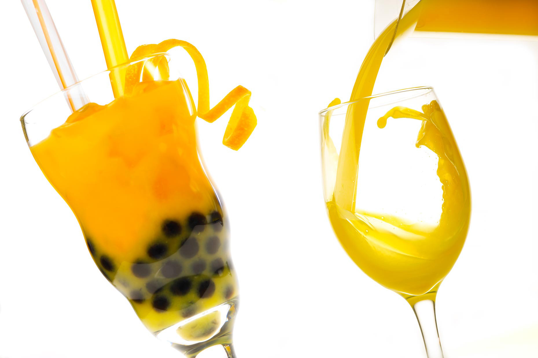  Beverage Photography | Bubble Tea & Orange Juice Pour