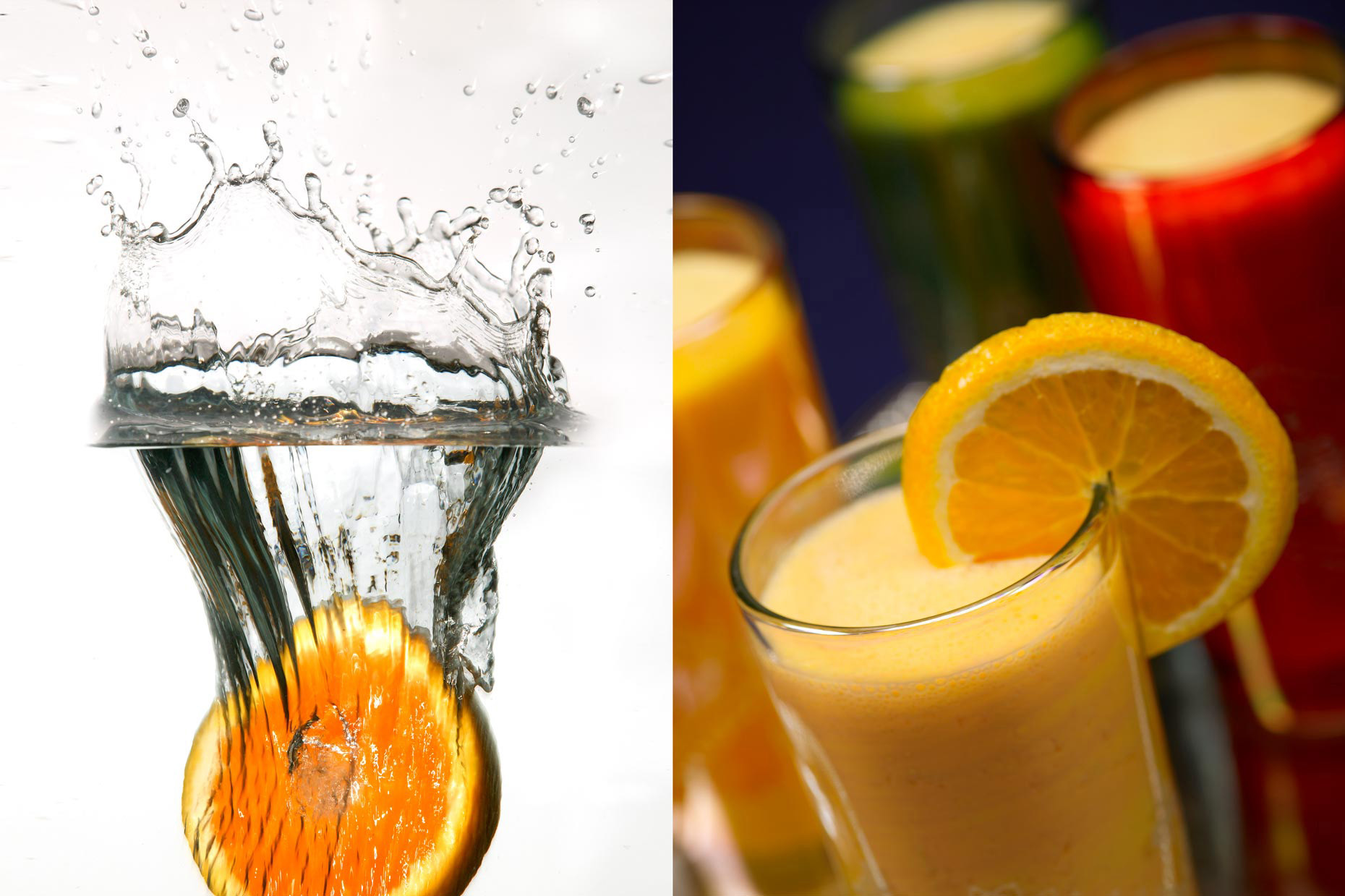 Beverage Photography | Orange Slice Splash & Citrus Beverages